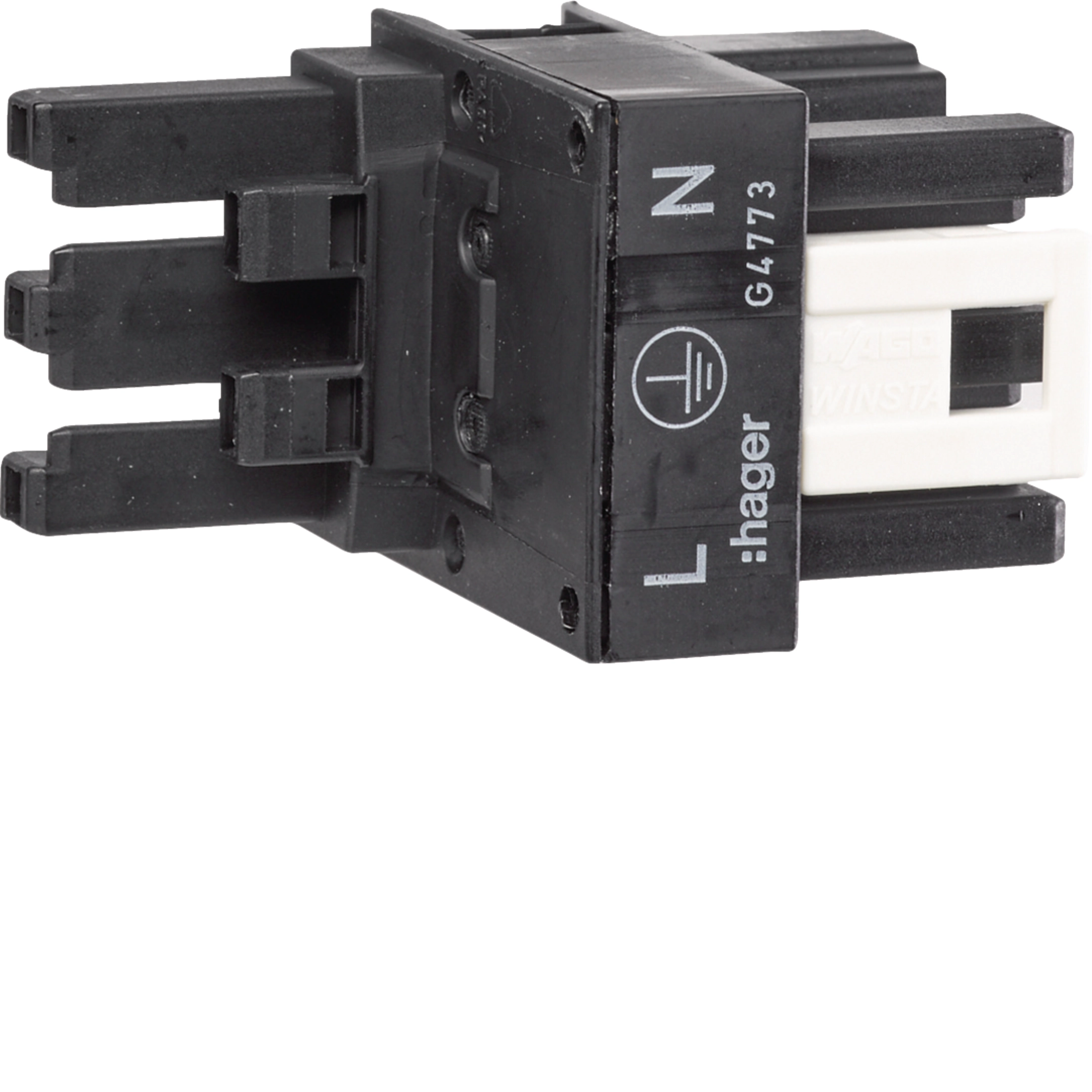 Hager G4773 H-distributor 1xplug 2xbuchs Pole Wago