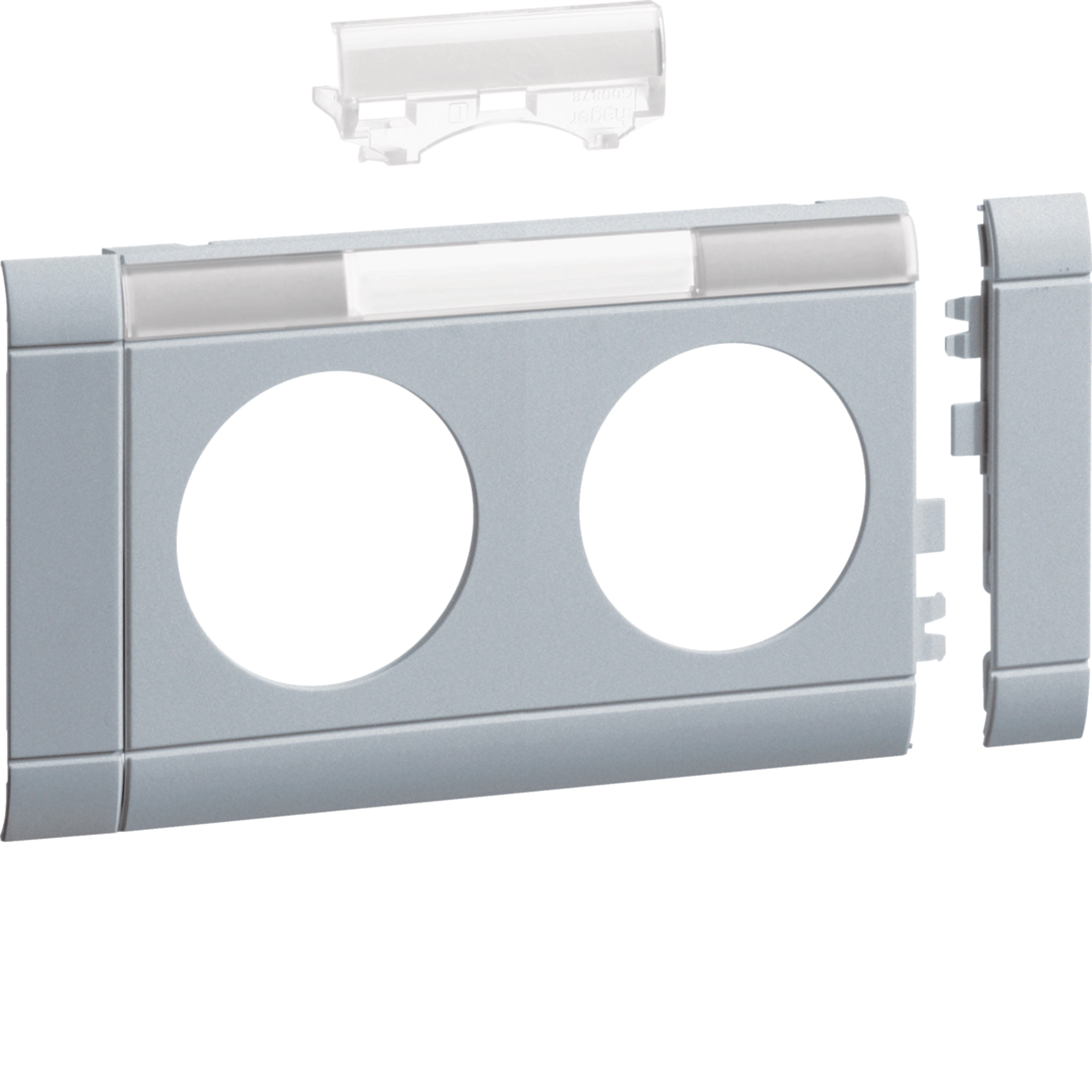 Hager GB08021LAN Frontplate 2-gang Socket Lid Alu