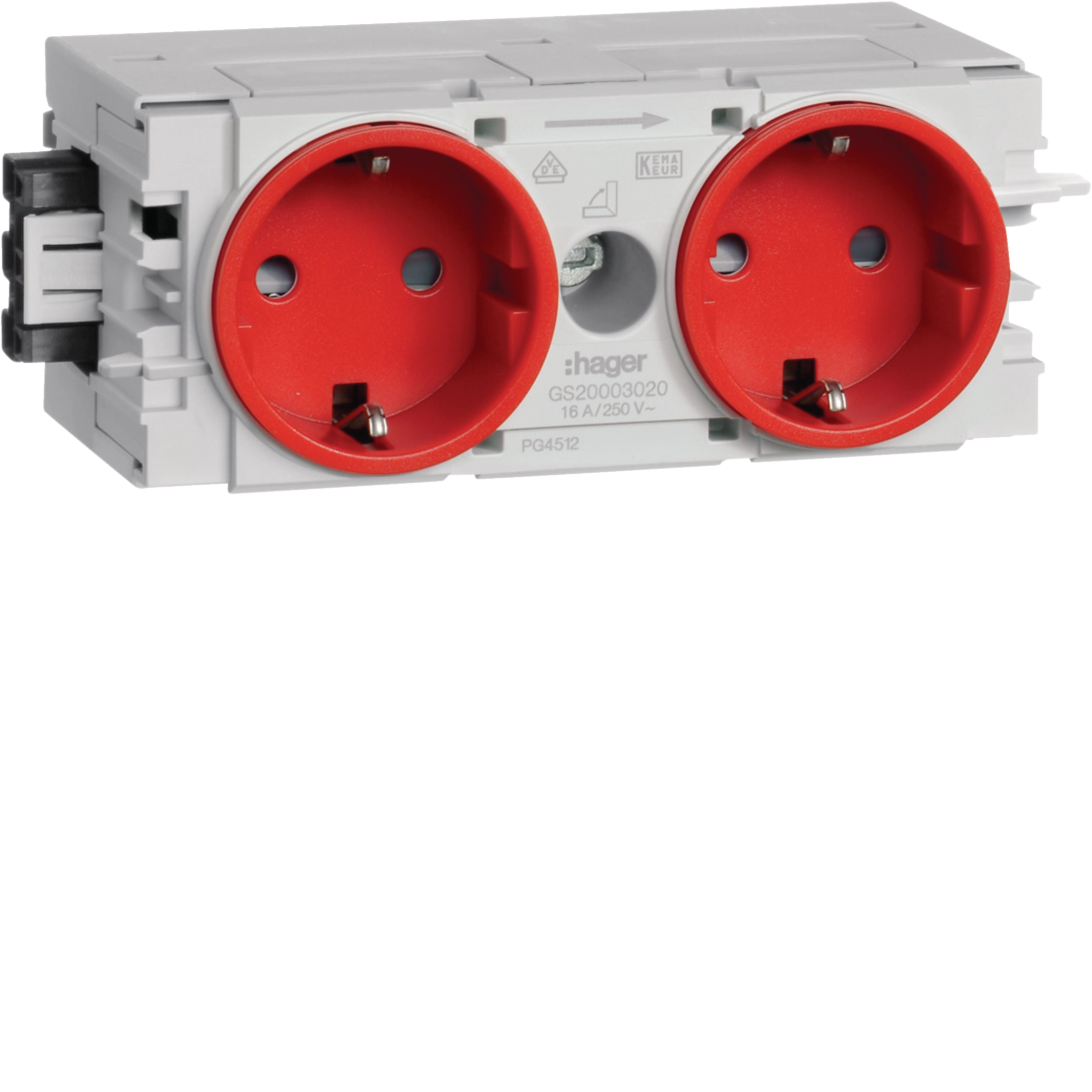 Hager GS20003020 Socket-outlet 2-gang Wago C-Profile Red