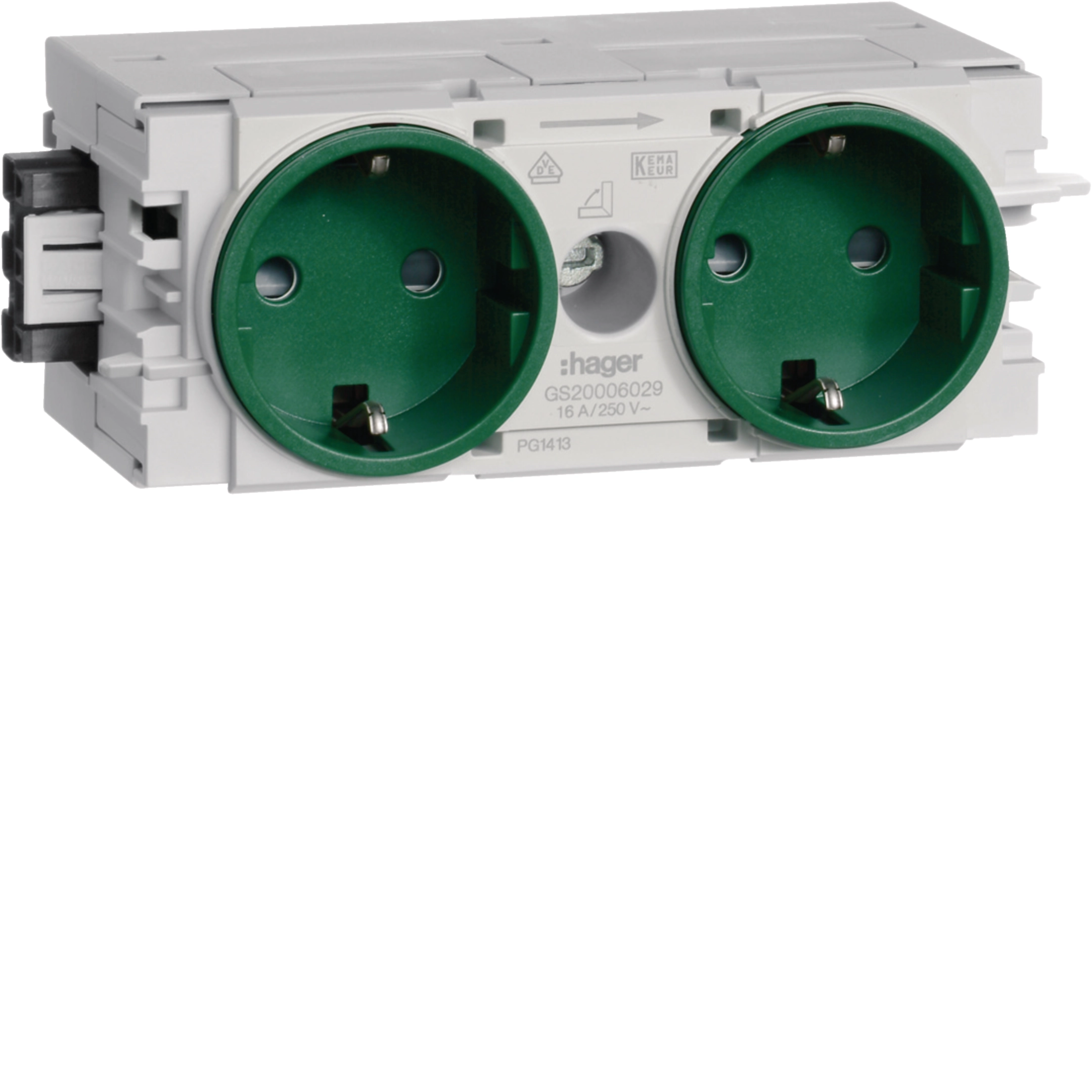 Hager GS20006029 Socket-outlet 2-g. Wago C-Profile Green