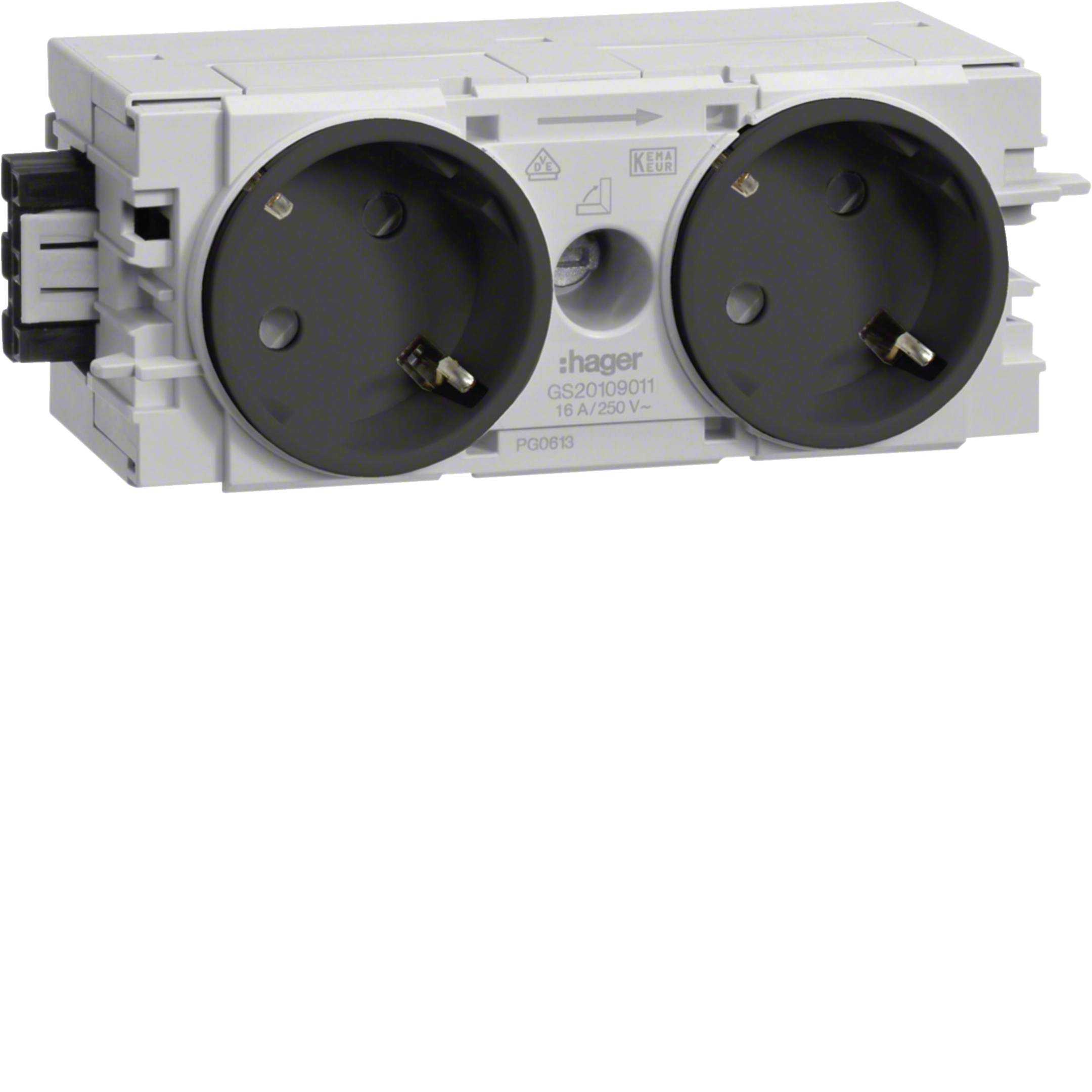 Hager GS20109011 Socket-outlet 2-g. 45° Wago C-Profile