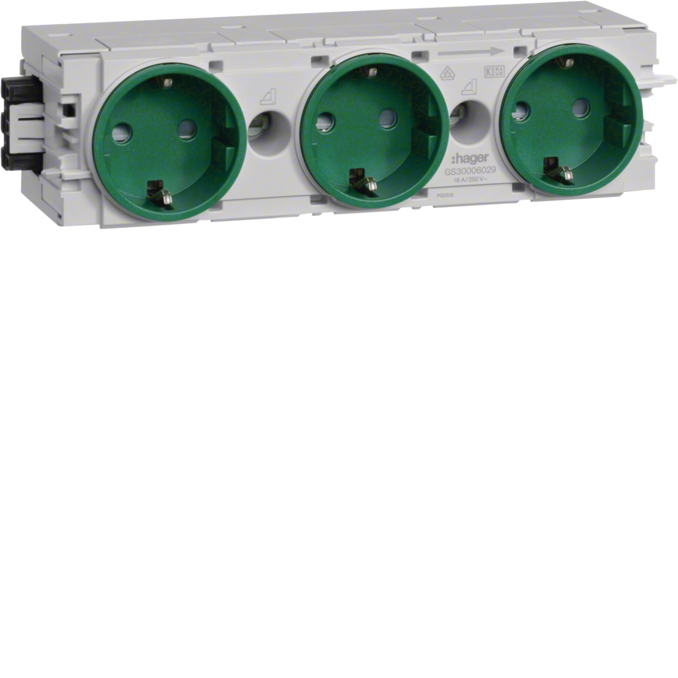 Hager GS30006029 Socket-outlet 3-g. Wago C-Profile Green