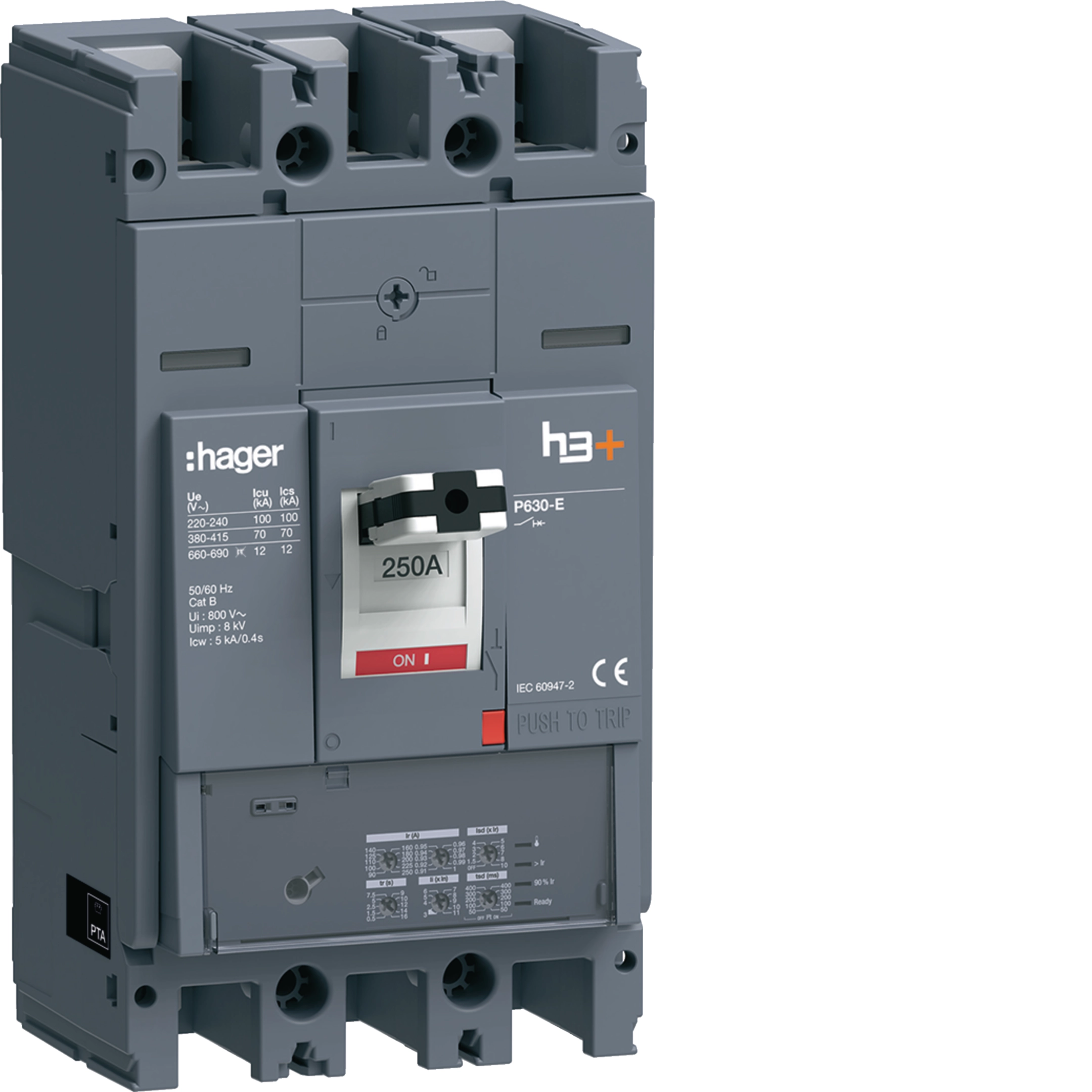 Hager HEW250JR Moulded Case Circuit Breaker H3+
