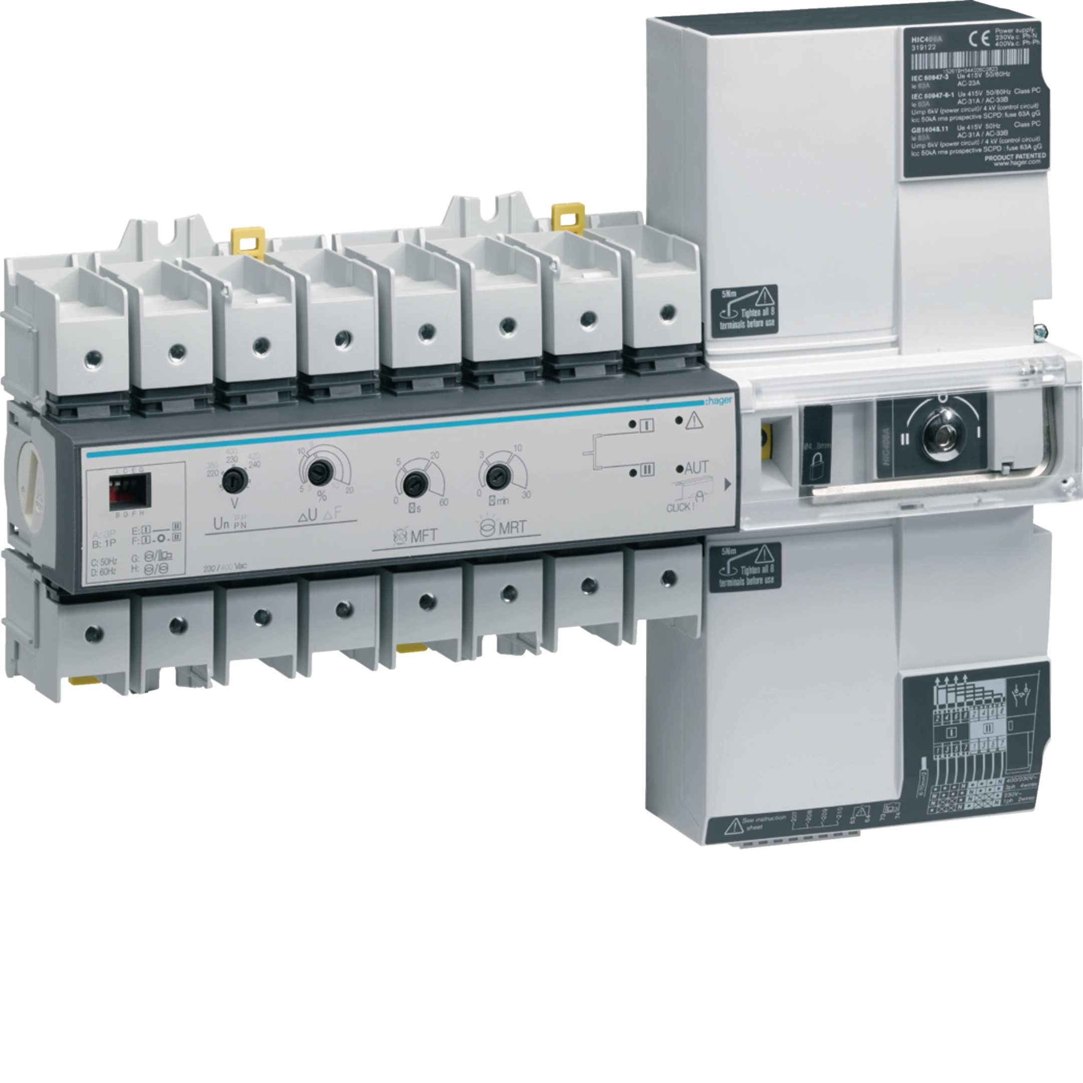 Hager HIC412A Motorized Changeover Switch 4P 125A