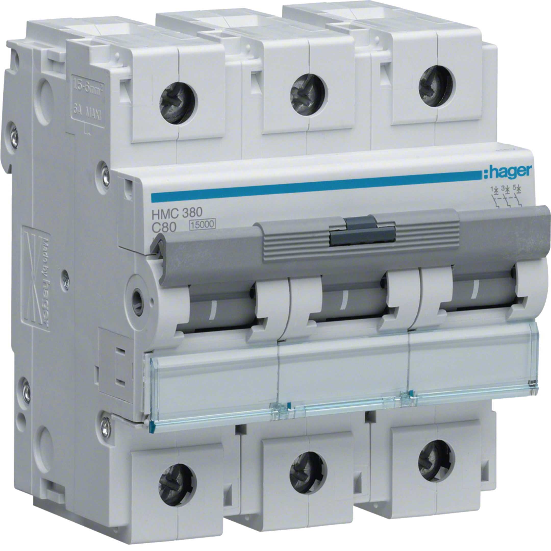 Hager HMC380 MCB 3P 15kA C-80A 4.5M