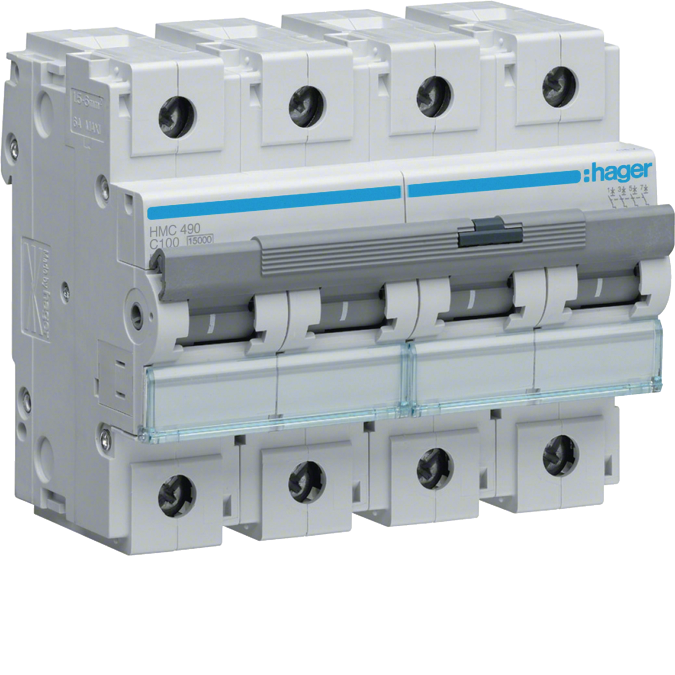 Hager HMC490 MCB 4P 15kA C-100A 6M
