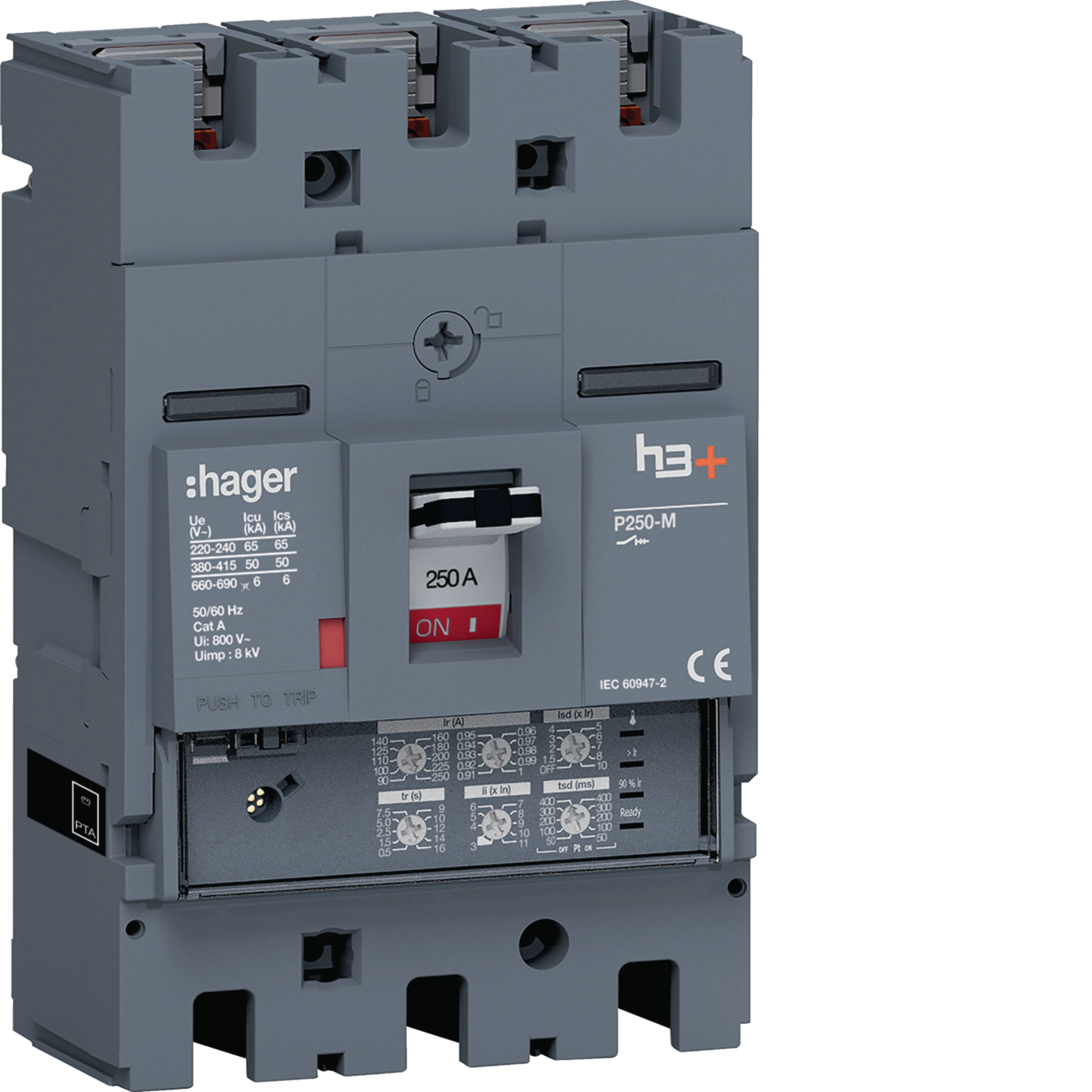 Hager HMT250JR Moulded Case Circuit Breaker H3+
