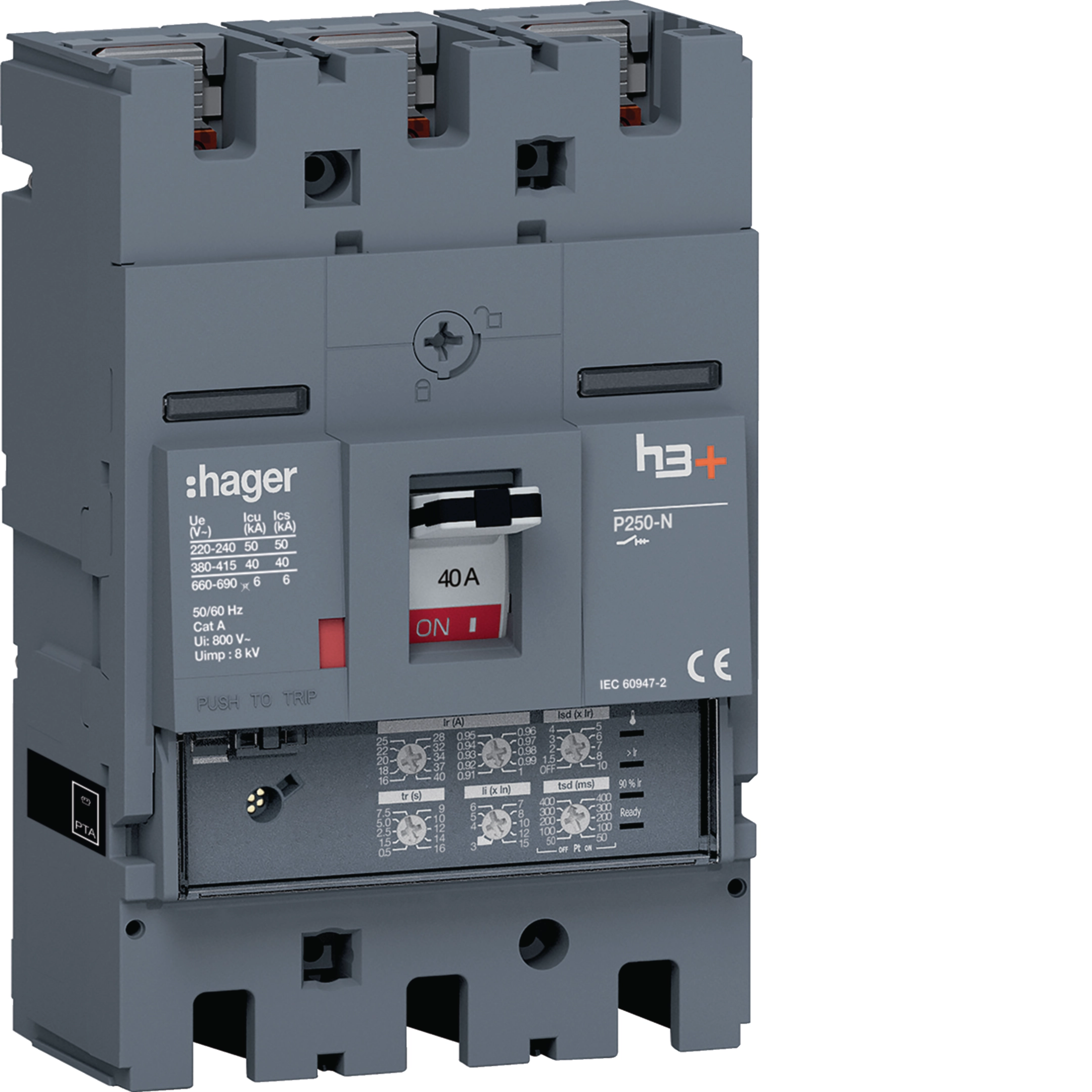 Hager HNT040JR Moulded Case Circuit Breaker H3+